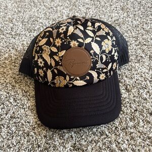 Rip Curl Low Profile Trucker Hat Cap Floral Boho Black Gold Surf Skate Adjust